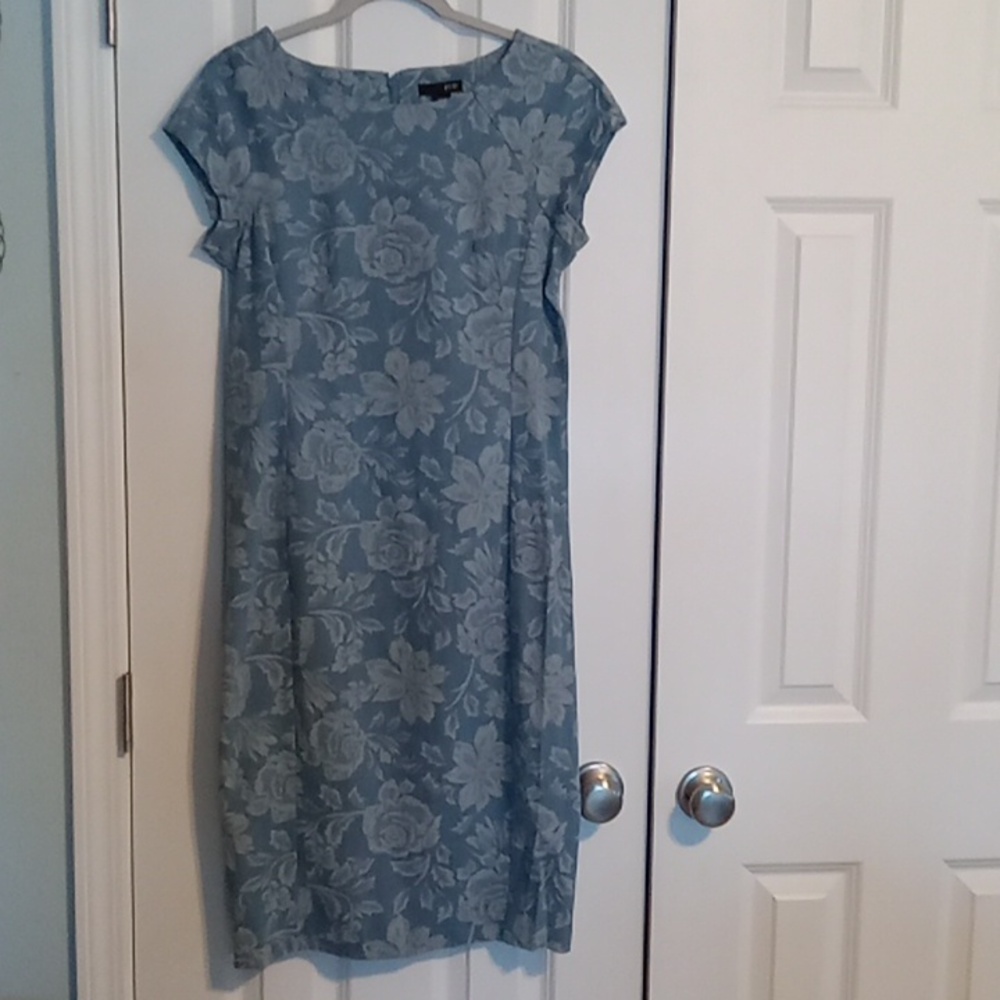 Ice Blue Flor Lightweight Deniml Midi Dress